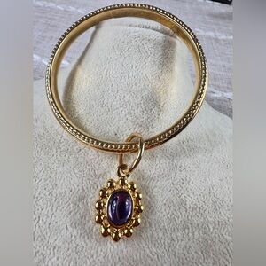 Trifari Gold Bracelet with Purple Pendant